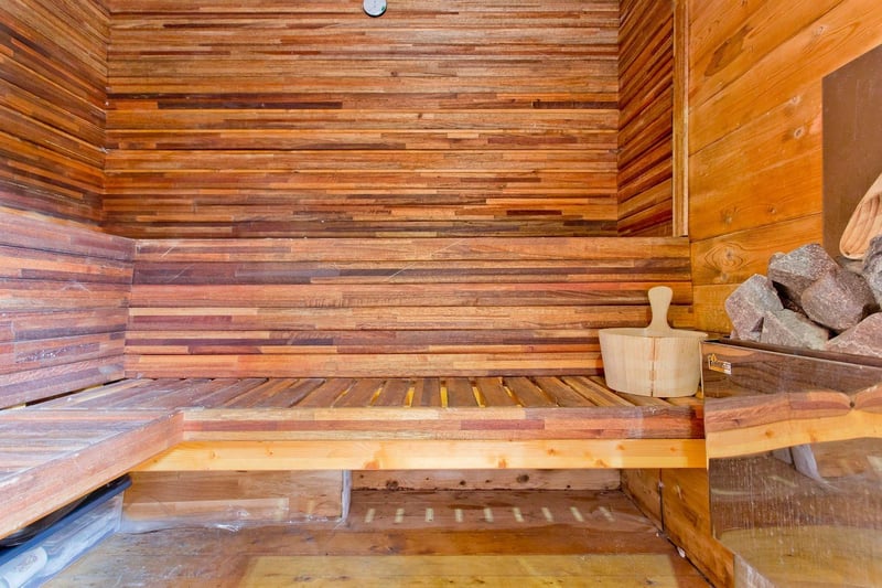 The most unique feature of this Livingston property is this fully equipped sauna in the summer house situated in the garden.
