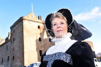 HippFest volunteer Val Ferguson OBE, as Mary Queen of Scots at Linlithgow Castle. Photo by Lisa Evans.