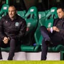 Jack Ross and No.2 John Potter look on as Hibs draw 2-2 with St Johnstone
