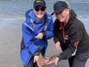 Joanne Barlow (left) and Gill Coutts during training for the shore fishing championships on Tayside. Picture: Contributed