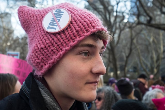 Here Trump did get huge numbers.  In the largest ever single day protest, over 5 million people marched against President Trump and his anti-women statements and policies. 
 The pink 'pussy' hat became a symbol of opposition.