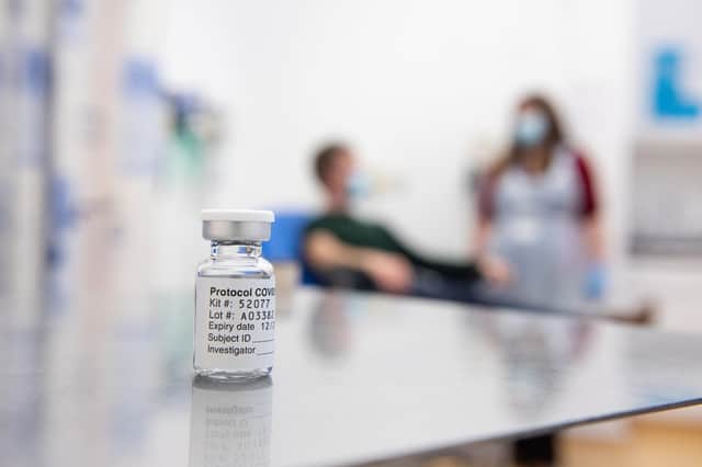 A vial of coronavirus vaccine developed by AstraZeneca and Oxford University as a provisional covid vaccine priority list is published.
