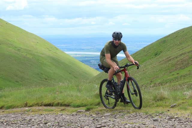 Mark Beaumont in the Ochil Hills during the Clackmannanshire boundary ride. Picture: Markus Stitz