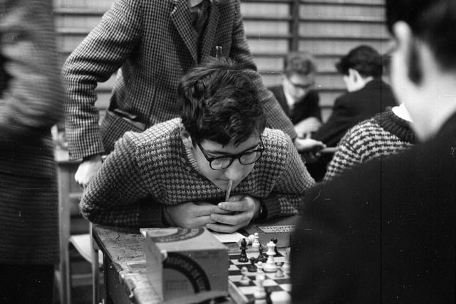 R Forrester-Paton from the Royal High School taking part in the Junior Chess Congress in December 1964.