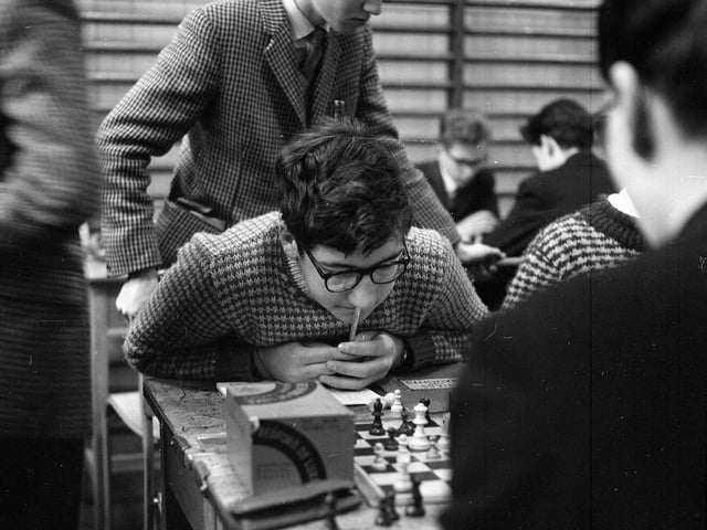 R Forrester-Paton from the Royal High School taking part in the Junior Chess Congress in December 1964.