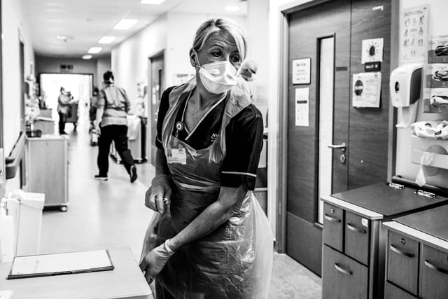 Senior staff nurse, Rosario Walshe working on coronavirus ward B12.