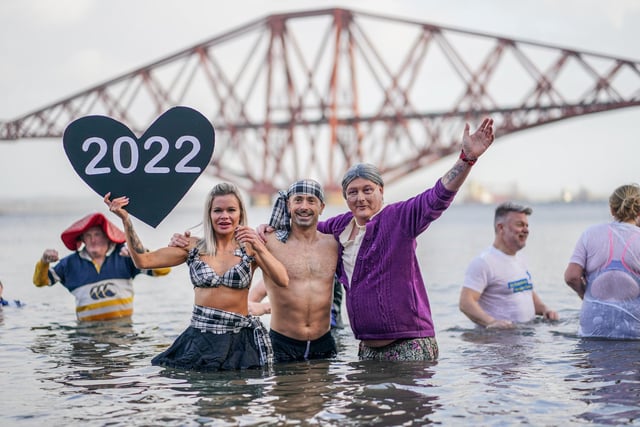 Covid restrictions prevented the official Loony Dook from taking place again in 2022, but locals in South Queensferry still turned out for the annual New Years Day event.