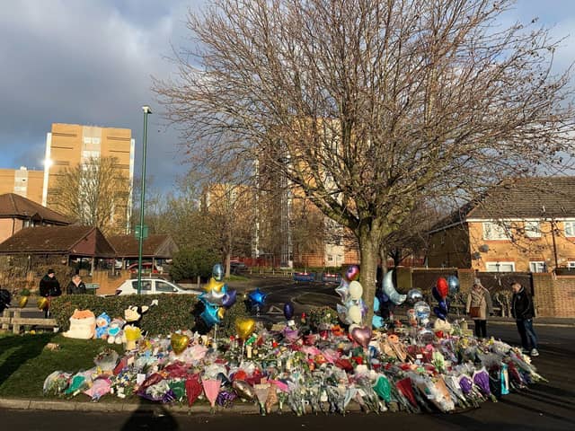 Flowers and cards placed near Babbs Mill Lake, Solihull, where the children died (Picture: Richard Vernalls/PA Wire)