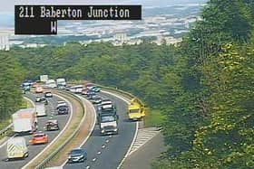Traffic building up due to a broken down vehicle on the Edinburgh City Bypass (Photo: Traffic Scotland).