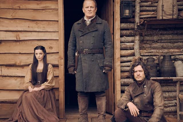 Outlander Season 6: Tom Christie with his children Malva Christie and Allan Christie (Outlander Starz)