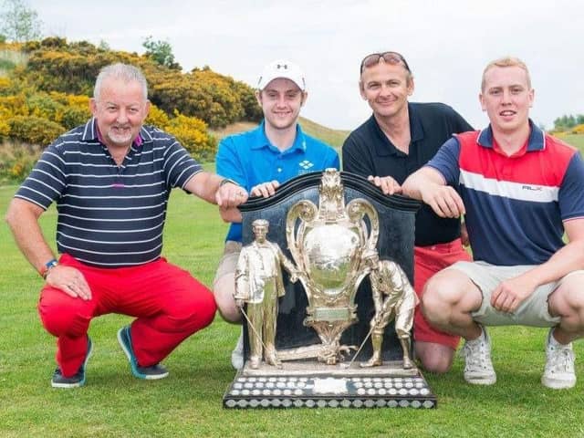 John Archibald, left, joined forces with Rory Smith, Dave Campbell and Willem Kerr in the winning George Heriot's FP team in the 2017 Dispatch Trophy.