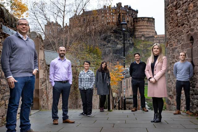 Fergus Kennedy, vice president of engineering, far left, with some of the UserTesting team in Edinburgh. Picture: Ernesta Norvaisaite