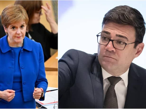 First Minister Nicola Sturgeon, left, has crossed swords with Greater Manchester mayor Andy Burnham, right.