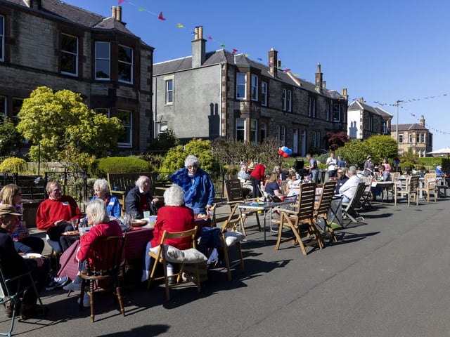 Residents of Campbell Avenue, Murrayfield celebrate the Platinum Jubilee of Queen Elizabeth II with a street party. (Photo by Robert Perry/Getty Images)