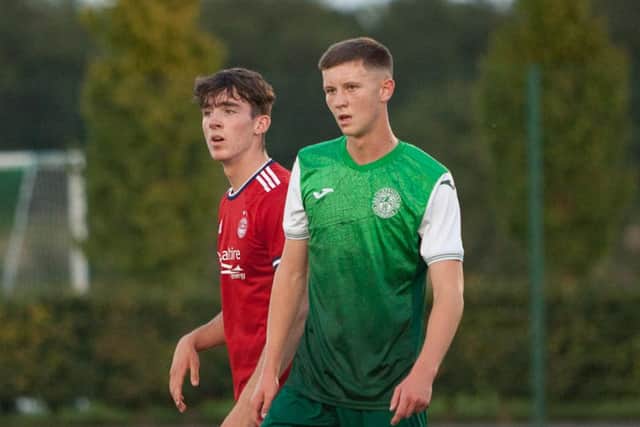 Ethan Laidlaw in action for Hibs Under-18s against Aberdeen