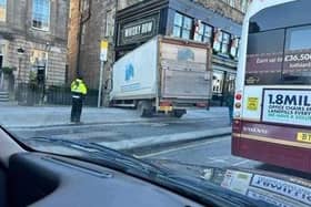 A lorry got stuck on the steps at the top of Greenside Lane on Thursday, 18 January. Photo by Dean Loughton