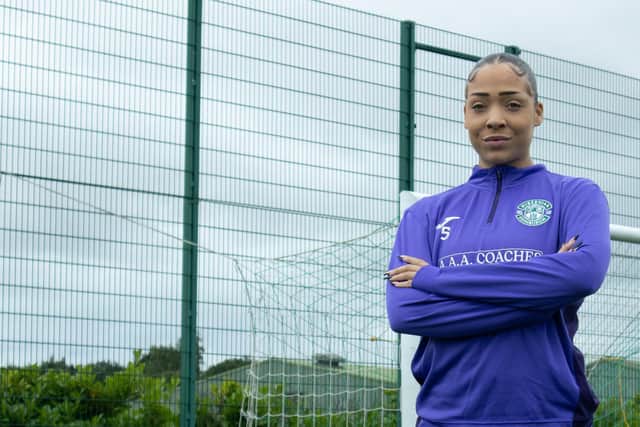 Jorian Baucom has joined the club on a one-year deal. Credit: Hibs Women