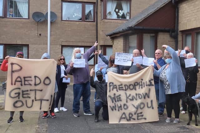 Angry residents staged a protest outside Johnstone's home