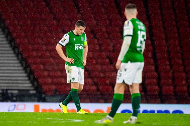 Hibs captain Paul Hanlon says that the players need to move on from their Scottish Cup semi-final disappointment. Photo by Ross Parker/SNS Group