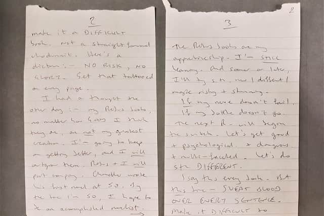 Handwritten notes from Ian Rankin in the archive reveal how saw the Inspector Rebus books as his apprenticeship as a writer.