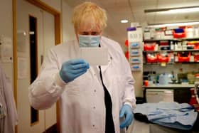 Prime minister Boris Johnson visits the Jenner Institute in Oxford where scientists are developing a Covid 19 vaccine. (Pic: Getty Images)