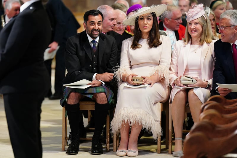 (Left to right) First Minister Humza Yousaf, Nadia El-Nakla and Presiding Officer Alison Johnstone ahead of the National Service of Thanksgiving and Dedication.