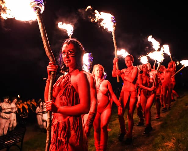 Hundreds of volunteers from the Beltane Fire Society wowed mass crowds with their spectacular event on Calton Hill. Photo: Andy Buchanan / AFP via Getty Images