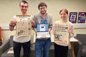 The Student's editor-in-chief Joe Sullivan, centre, with deputy editors-in-chief Callum Devereux, left, and Rachel Hartley, right.