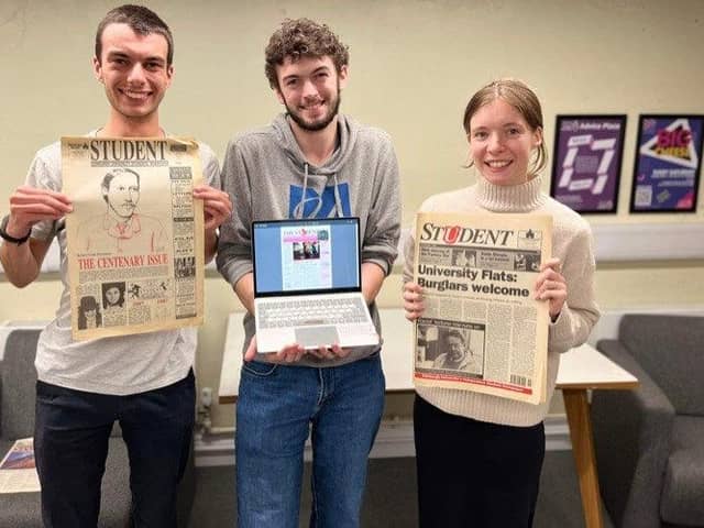 The Student's editor-in-chief Joe Sullivan, centre, with deputy editors-in-chief Callum Devereux, left, and Rachel Hartley, right.