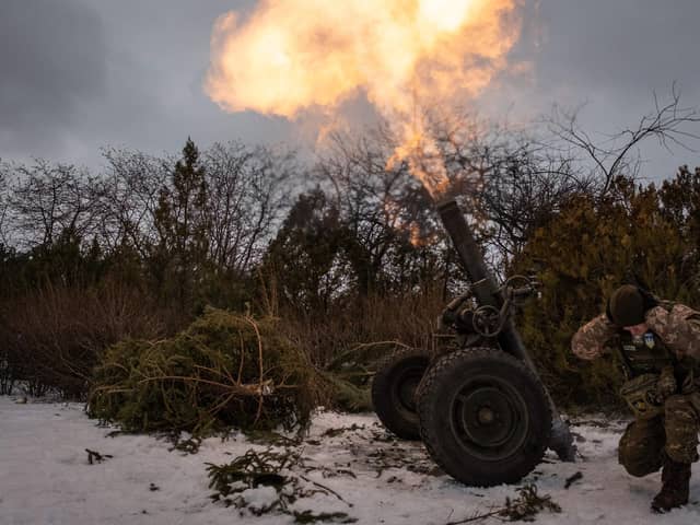 A Ukrainian soldier fires a French mortar towards Russian positions in Bakhmut on February 15 (Picture: Yasuyoshi/AFP via Getty Images)