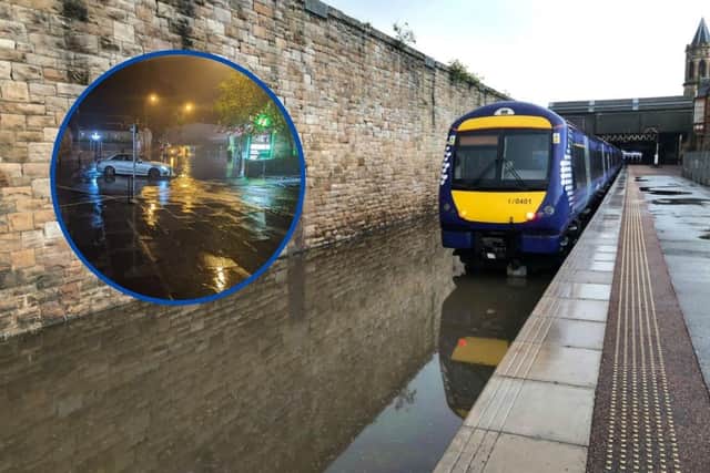 British Transport Police shared a photo of a flooded platform at Perth Station this morning.