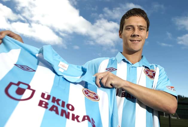 Ian Black showing off the Hearts away kit for 2010/11. All pictures: SNS