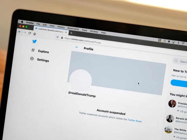 The suspended Twitter account of U.S. President Donald Trump appears on a laptop screen on January 08, 2021. Citing the risk of further incitement of violence following an attempted insurrection on Wednesday, Twitter permanently suspended President Donald Trump’s account.
Shopify took down online stores affiliated with the president, while Amazon removed Trump’s channel. YouTube announced that it was also temporarily banning the US President. CEO Mark Zuckerberg suspended Mr Trump’s Facebook and Instagram accounts after the riots, through to Inauguration Day and possibly indefinitely.
Snapchat has locked the US President’s account indefinitely. It has also ceased to promote his content. Live streaming website Twitch has also disabled Mr Trump's account.