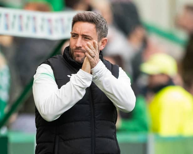 Lee Johnson applauds the Hibs fans ahead of the friendly match with Middlesbrough