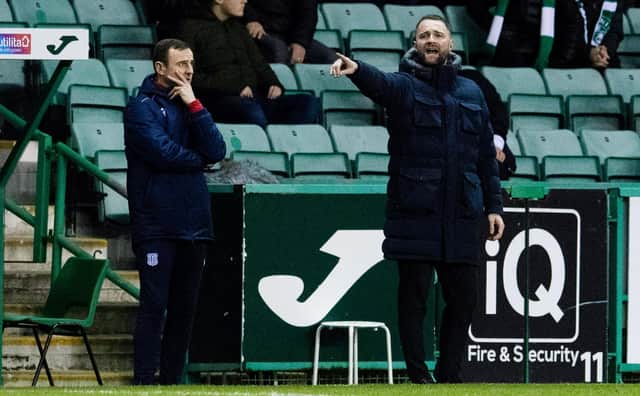Dundee manager James McPake during his side's 1-0 defeat at Easter Road. Picture: SNS
