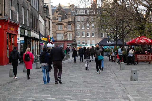 The Grassmarket is lively during the day with regular markets taking place and also at night with plenty of places to grab a pint. Photo by Scott Louden.