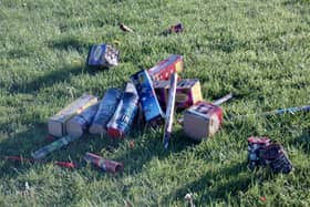 Discarded and discarded fireworks in a local park in the Niddrie area, where around 100 young people clashed with riot police on the evening of November 5