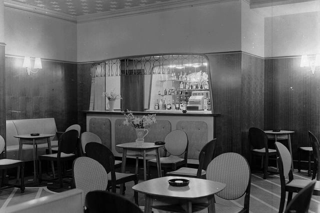 The interior of the Prestonpans Roadhouse cocktail bar pictured in April 1956.