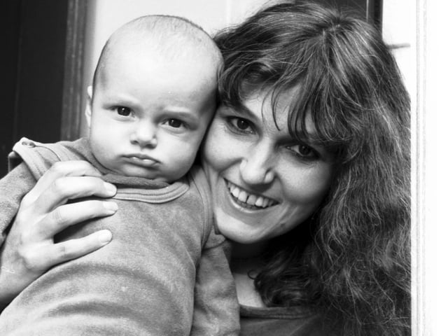 Sharman Macdonald, playwright of the year ('When I Was a Girl I Used to Scream and Shout') with baby Keira in August 1985. Little Keira grew up to be Keira Knightley, film actress.