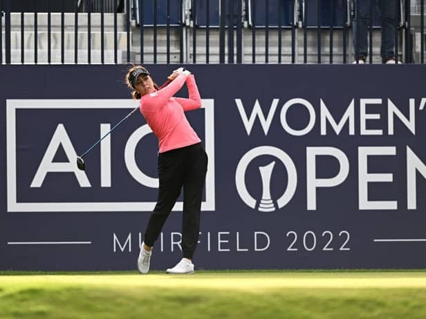 Georgia Halltees off on the first hole in the AIG Women's Open Pro-Am at Muirfield. Picture: Octavio Passos/Getty Images.
