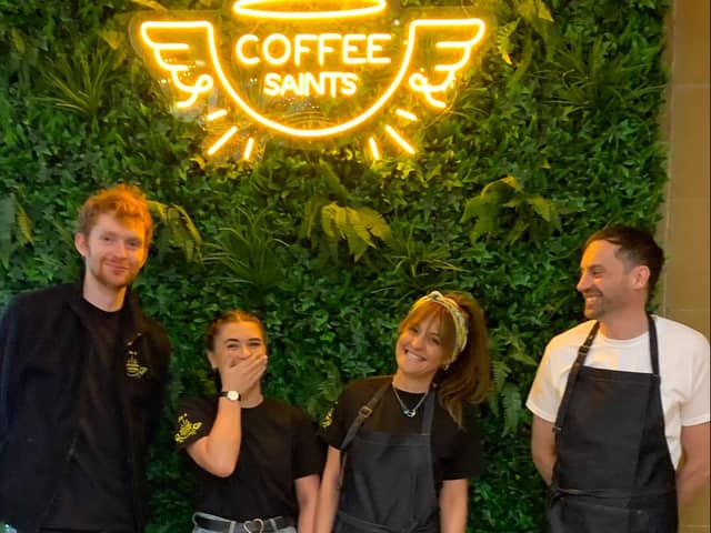 Coffee Saints team - Jack Proudfoot – Senior Coffee Saint, Carlie Hunter – Coffee Saint, Renia Chatzi – Senior Coffee Saint and Graham Burnett – Coffee Saint.