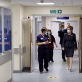 First Minister Nicola Sturgeon visited the Western General Hospital in Edinburgh this morning, ahead of the nationwide rollout of the Pfizer Covid-19 vaccine. (Photo by Russell Cheyne - Pool/Getty Images)