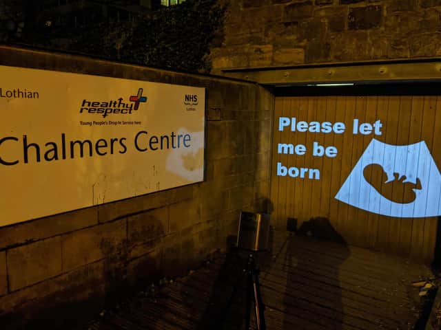 The Chalmers Sexual health clinic has been targeted by pro-life images