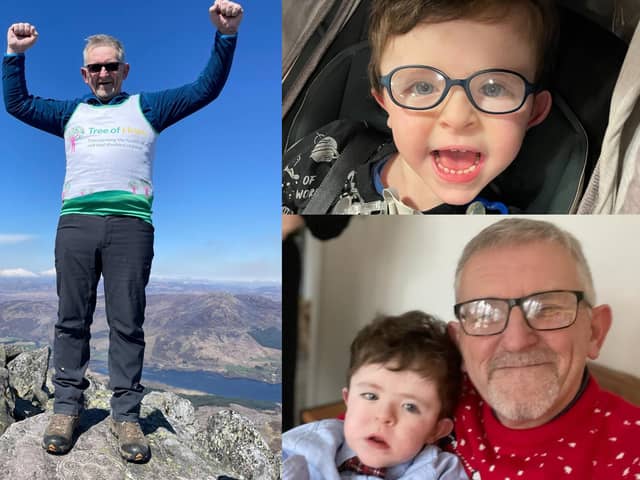 West Lothian grandfather Roger Turnbull is taking on nine mountains to raise money for his grandson Harris Trunbull.