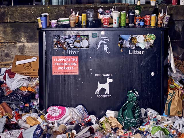The first of Edinburgh-based photographer Euan Myles' five photos of the overflowing bins in Edinburgh during the binmen's strike in August 22, which won him gold in the Environment category at the  The Association of Photographers' 38th Photography Awards (first launched in 1984).
