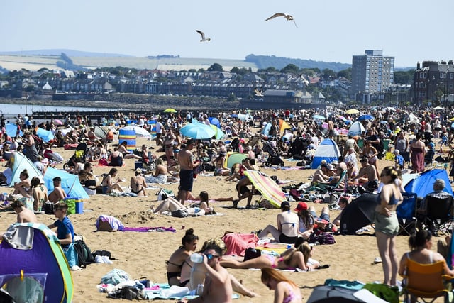 Portobello beach was swarming in people as the heatwave hit Scotland.