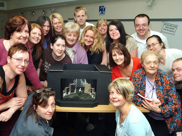 Members of the Mansfield Palace Community Theatre Group pictured with director Becky Matter, front row, left, and set/costume/prop designer Julie Bartholomew, front row right. The group were rehearsing for their 2007 production of Bertolt Brecht's 'Caucasian Chalk Circle'