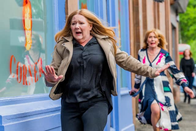 Kathryn Howden as Maggie McLean as she goes into meltdown