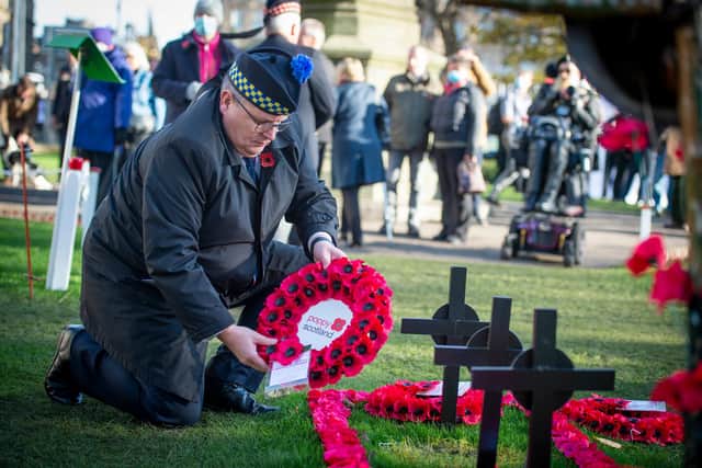 Head of fundraising Gordon Michie laid a Wreath on behalf of Poppyscotland.