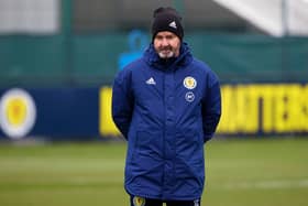 EDINBURGH, SCOTLAND - MARCH 22: Scotland head coach Steve Clarke during a Scotland training session at Oriam, on March 22, 2021, in Edinburgh, Scotland. (Photo by Craig Williamson / SNS Group) 
**Please note that these images are FREE for FIRST USE.**